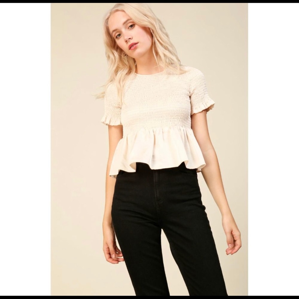 Revolve Line & Dot LouLou Satin  Smocked Top Size M
